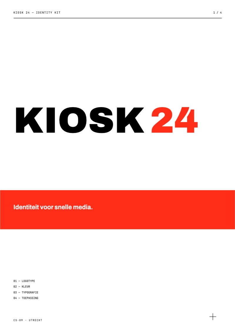 KIOSK 24 Editorial Identity Kit — Brand Identity template preview (2480×3508)