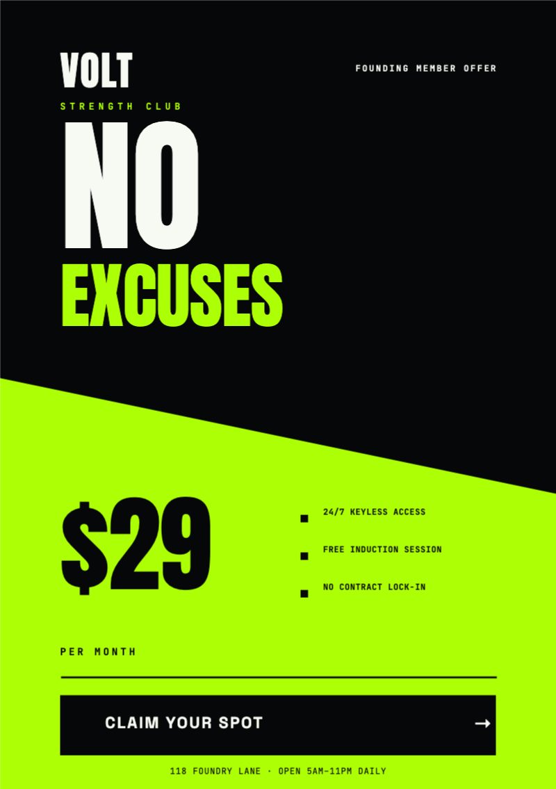 Gym Membership Flyer — Marketing & Promotion template preview (1748×2480)