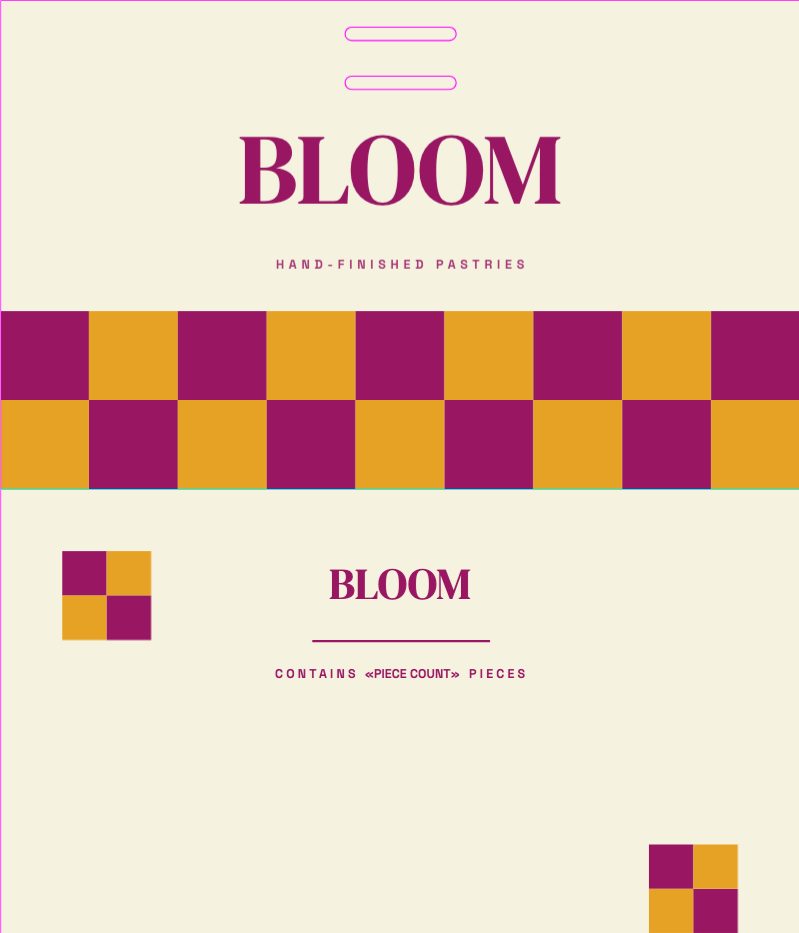 Bloom Ribbon-Slot Bakery Box — Packaging template preview (2126×2480)