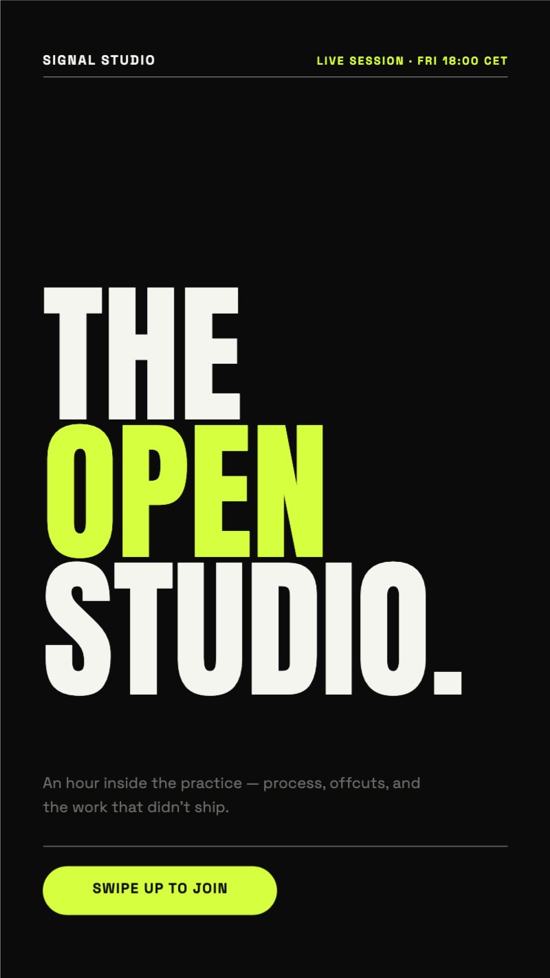 Open Studio Story — Social & Digital template preview (1080×1920)