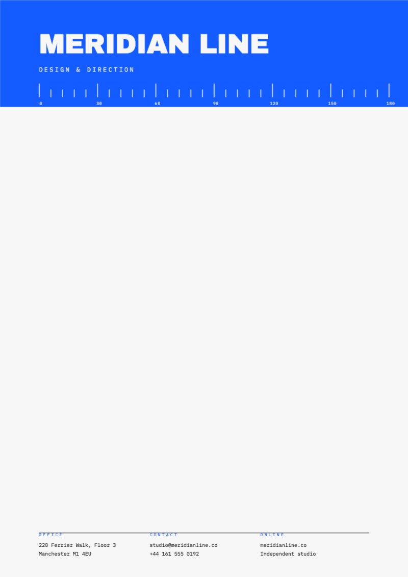 Meridian Line Letterhead — Brand Identity template preview (2480×3508)