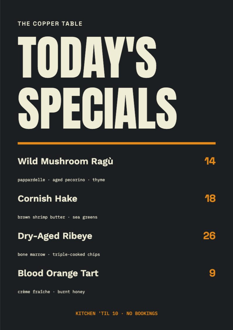 A-Board — Restaurant Specials — Outdoor & Signage template (3508×4967)