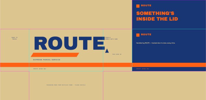 Route Unboxing Mailer — Packaging template preview (4606×2244)