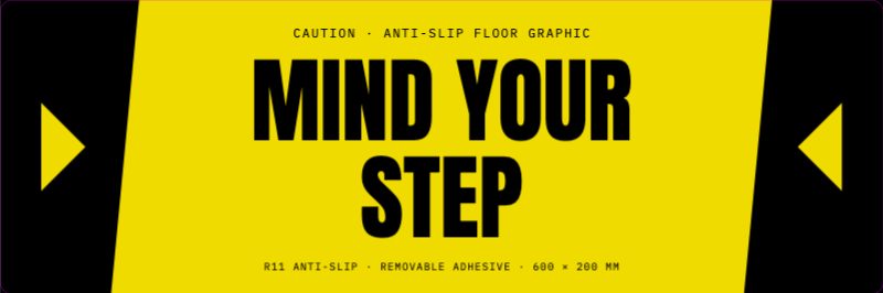 Mind Your Step Floor Strip — Stickers & Labels template preview (3543×1181)