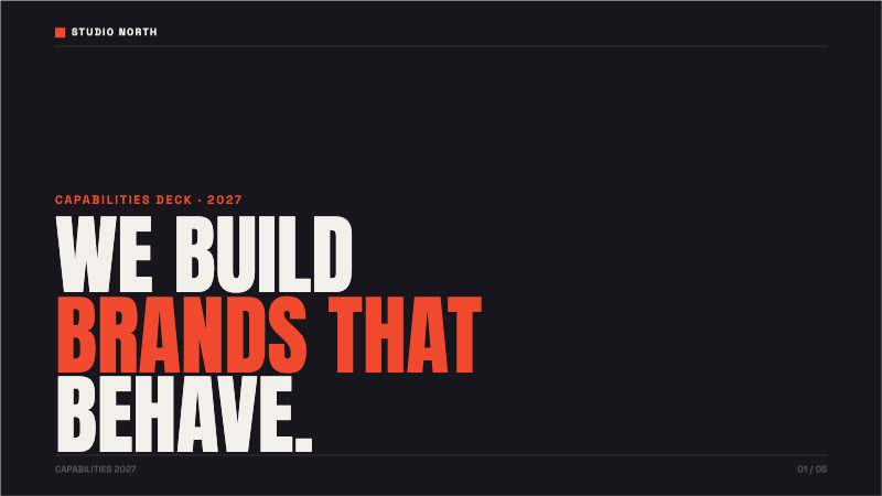 Studio North Capabilities Deck — Social & Digital template preview (1920×1080)