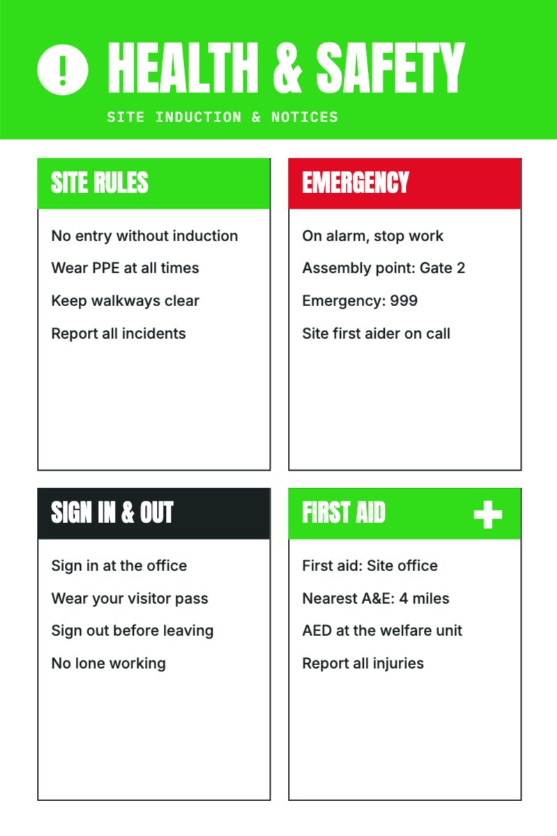 Construction Board — H&S Notice — Outdoor & Signage template preview (7087×10630)