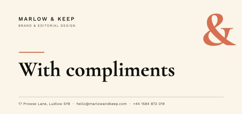Compliment Slip — Brand Identity template preview (2480×1169)