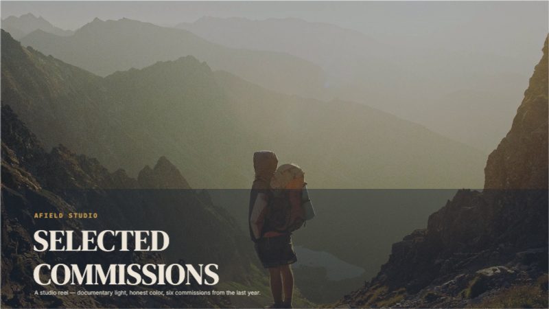 Afield Commission Reel Deck — Social & Digital template preview (1920×1080)