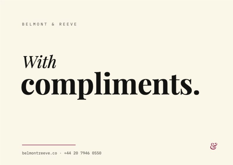 Serif Statement Compliment Card — Brand Identity template preview (1748×1240)