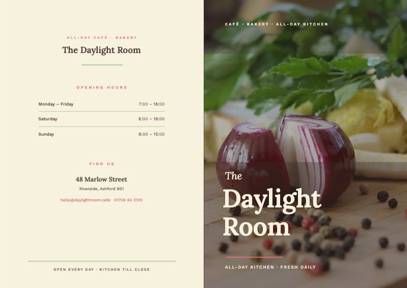 Daylight Café Menu — Marketing & Promotion template (3508×2480)