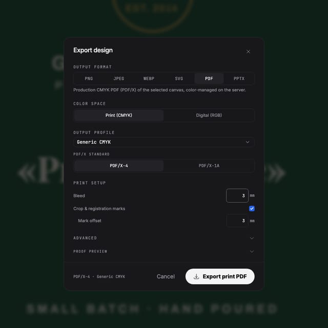 Export real production files, not screenshots